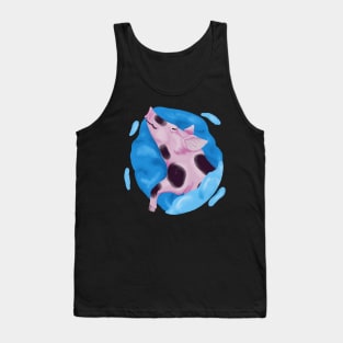 Sleeping pig on a big blue pillow Tank Top